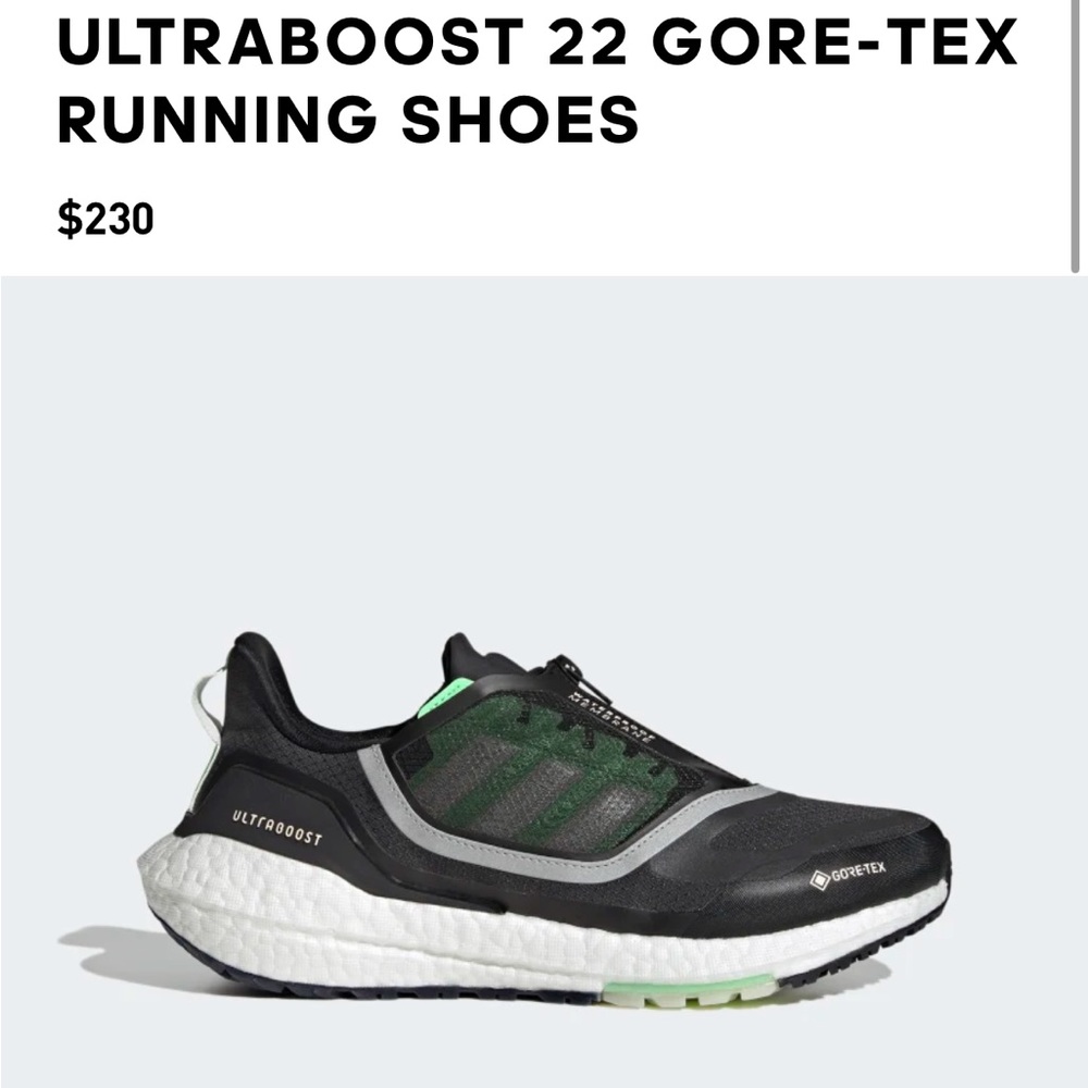 Adidas Gore-Tex Waterproof Membrane Ultraboost Shoe Men sz 10 black and green - Picture 7 of 7